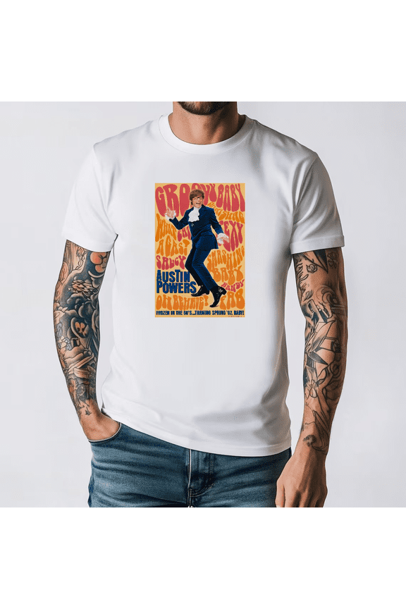 Austin Powers Spy Comedy Parody Retro Movie Style Graphic Unisex T-Shirt, S-3XL
