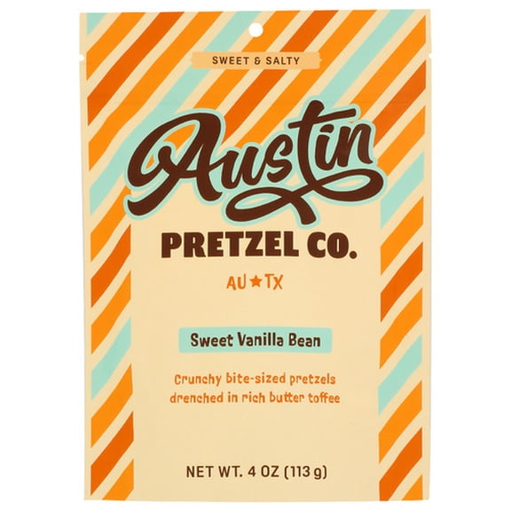 (12 Pack) Austin Pretzel Co. Sweet Vanilla Bean Pretzels 4 Oz