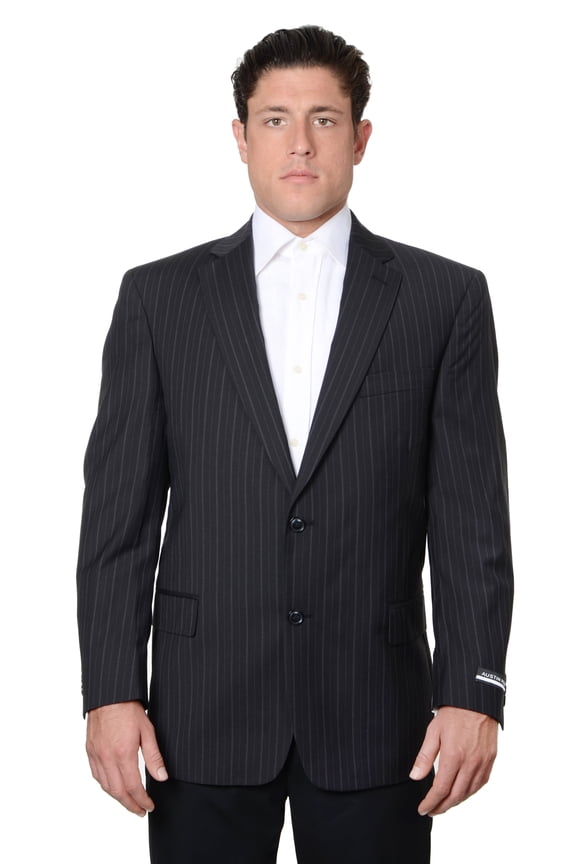 Mens Pure Wool Striped Suit Separate Coat 44 Short, Black