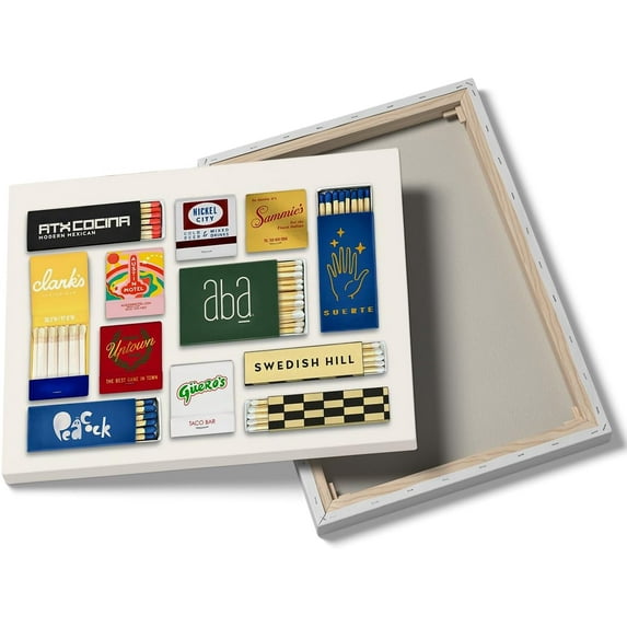 Austin Restaurant Matchbook Print | ATX Matchbooks | Vintage Matchbook Wall Art |Restaurant Kitchen Print Restaurant Wall Art 12x16inch Framed