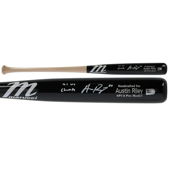 Austin Riley Atlanta Braves Autographed Marucci Game Model Bat with "21 WS Champs" Inscription - Fanatics Authentic Certified
