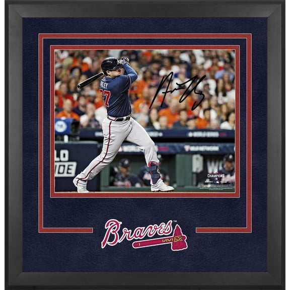 Austin Riley Atlanta Braves Autographed Deluxe Framed 16" x 20" 2021 World Series Champions Hitting Photograph