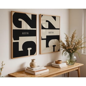 Austin Texas 512 Area Code Print Minimalist Wall Art ( 2) Home Decor Office Wall Art