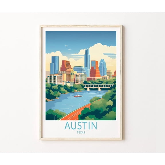 Austin Texas City Skyline Wall Art Home Decor