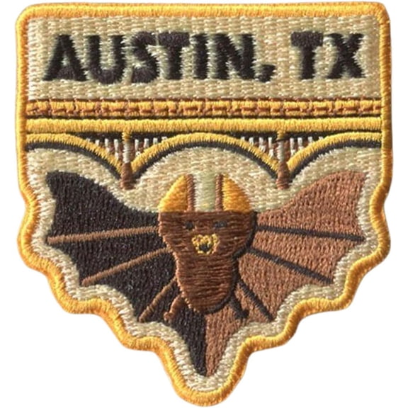 Austin Texas Iron On Patch - Austin Souvenir - Austin TX Patch - Congress Street Bridge Bats Gift - Keep Austin Weird