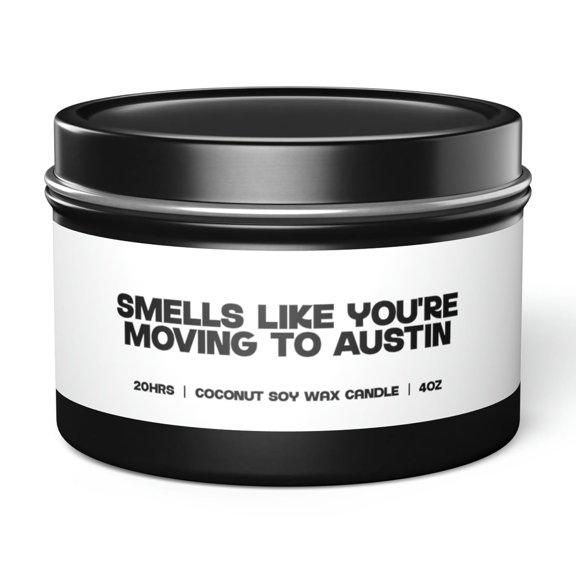 Austin Texas Moving Away Friend Family Tin Candle Gift Decor Vanilla Coffee