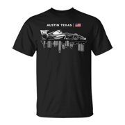 Austin Texas Racing Car Silhouette Usa Flag T-Shirt Size S-5XL