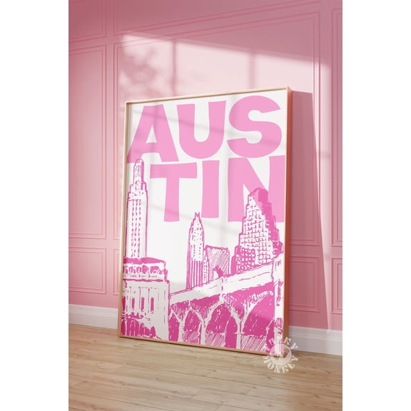 Austin Texas Retro Travel City Decor Wall Art