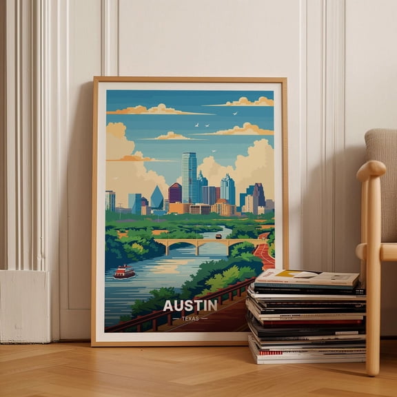 Austin Texas Skyline Poster, Travel-Inspired Wall Art, Cityscape Decor For Home And Office Wall Art, Modern Wall Decor, 8x12 UNFRAMED