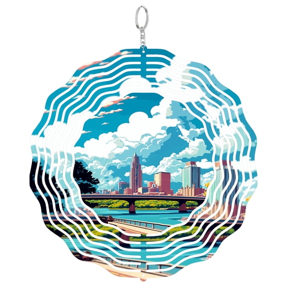 Austin Texas State Capitol 3D Wind Spinner Metal Hanging Decor Outdoor Yard Art Gift For Texan