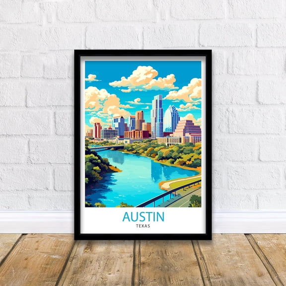 Austin Texas Travel Print| Austin Wall Art Texas Home Decor Austin Texas Illustration Travel Poster Gift for Austin Texas Austin Cityscape, Poster Only