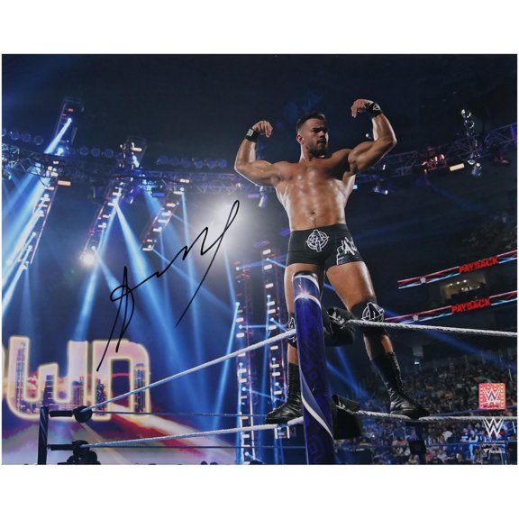 Austin Theory WWE Autographed 16" x 20" On Ropes Flexing Photograph - Fanatics Authentic Certified