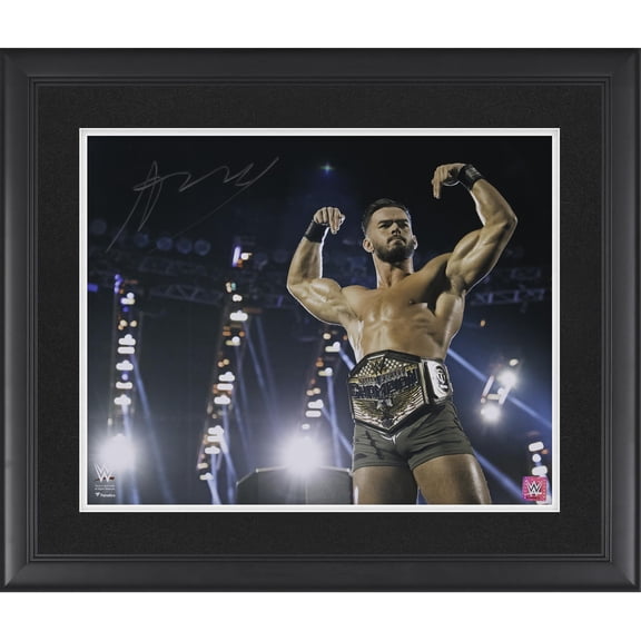 Austin Theory WWE Framed Autographed 16" x 20" Flexing with Title Photograph - Fanatics Authentic Certified