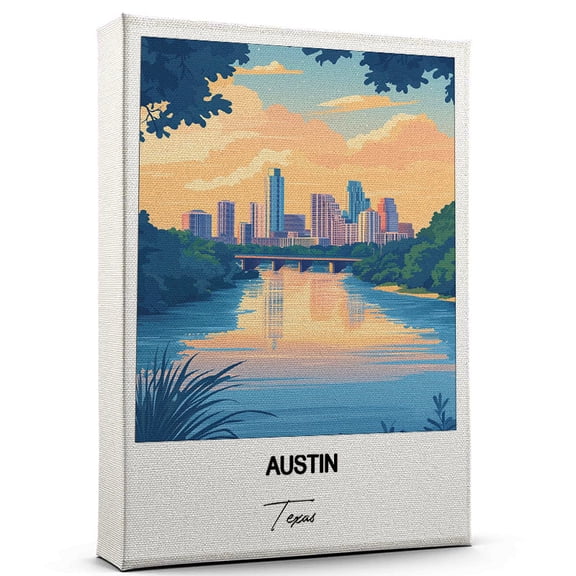 Austin Travel Art Canvas  Modern Wall Art Inspired by Texas Canvas  Great Gift for Travel Lovers  Ready to Hang