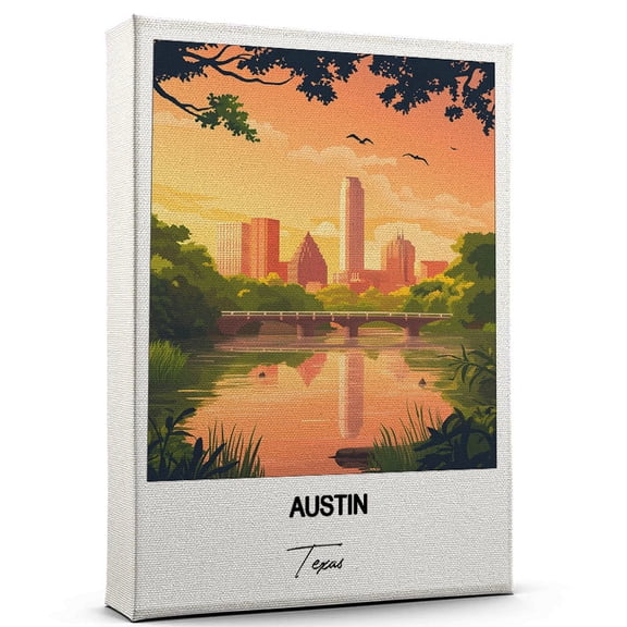 Austin Travel Canvas Wall Art  Nature-Inspired Travel Decor with Scenic Views Texas Canvas Wall Print  A Captivating Gift for Adventure Seekers