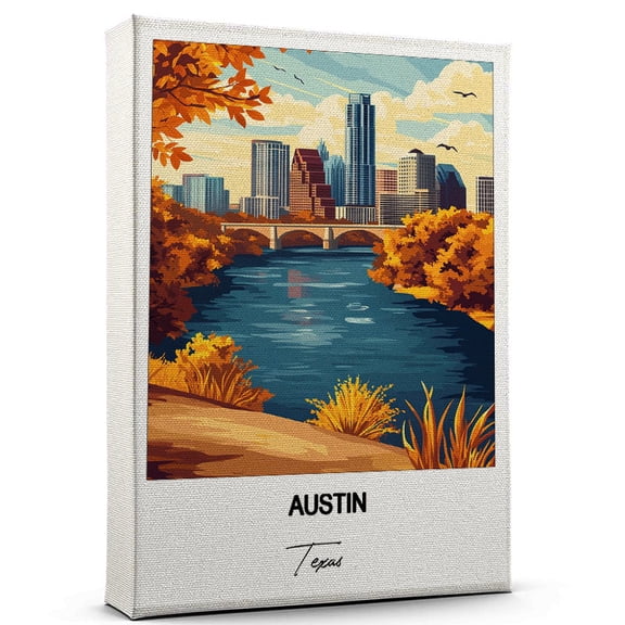 Austin Travel Decorative Art Canvas  Texas Canvas  Colorful Travel Wall Decor for Any Room  Makes a Thoughtful Gift