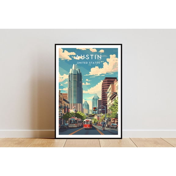 Austin Travel Print United States Austin America Travel Wall Art America Print America Austin Usa Texas Travel