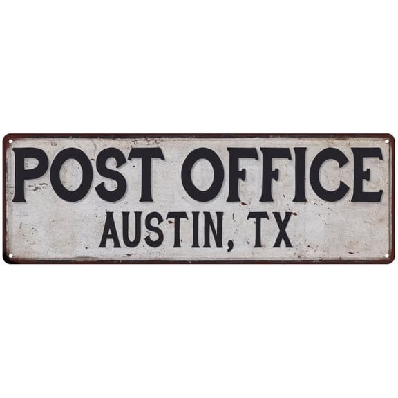 Austin, Tx Post Office Metal Sign Vintage 6x18 106180011007