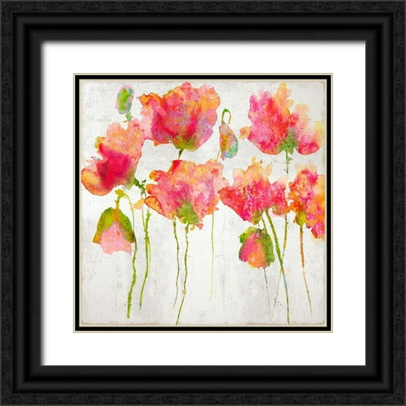 Austin, Vanessa 12x12 Black Ornate Wood Framed with Double Matting Museum Art Print Titled - Gatherin in Pink II