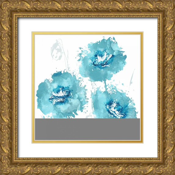 Austin, Vanessa 12x12 Gold Ornate Wood Framed with Double Matting Museum Art Print Titled - Flower Burst in Mandarin I