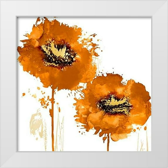 Austin, Vanessa 12x12 White Modern Wood Framed Museum Art Print Titled - Flower Burst in Mandarin II