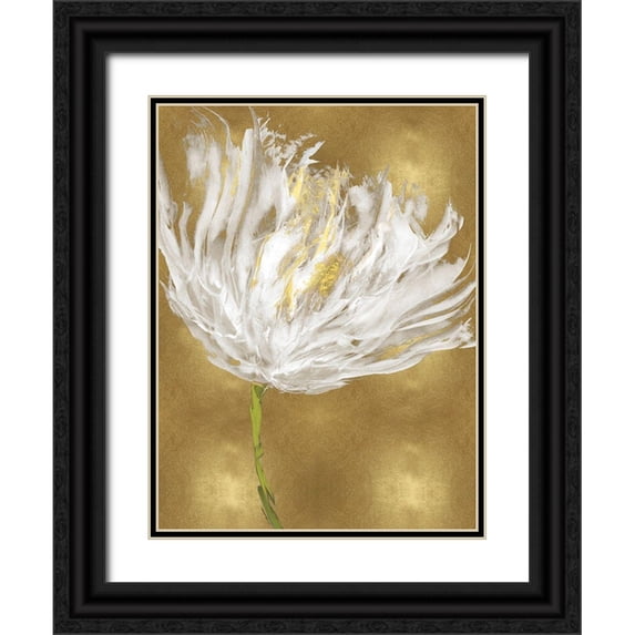 Austin, Vanessa 12x14 Black Ornate Wood Framed with Double Matting Museum Art Print Titled - Tulips on Gold I