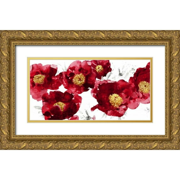Austin, Vanessa 14x9 Gold Ornate Wood Framed with Double Matting Museum Art Print Titled - Red Bloom