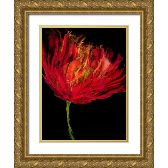 Austin, Vanessa 15x18 Gold Ornate Wood Framed with Double Matting Museum Art Print Titled - Red Tulips I