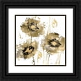 thumbnail image 1 of Austin, Vanessa 20x20 Black Ornate Wood Framed with Double Matting Museum Art Print Titled - Flower Burst Trio in Gold, 1 of 4