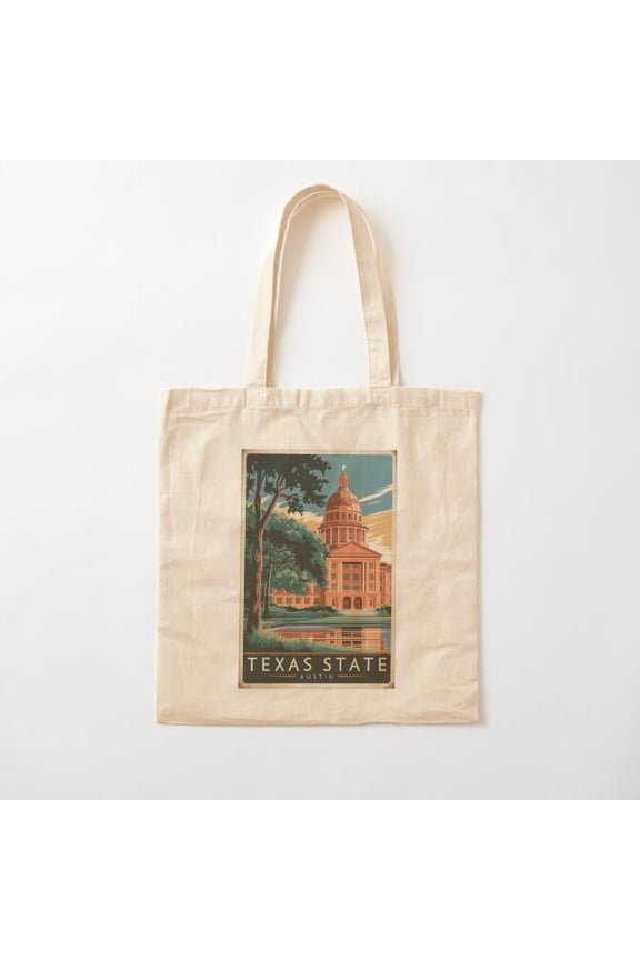 Austin Vintage Travel Canvas Tote Bags, Reusable Shopping Bag