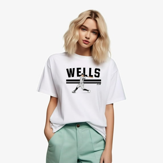 Austin Wells NY Catcher Slugger Swing T-Shirt, for men & women, up to size 5XL