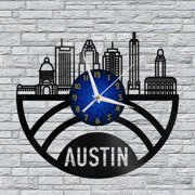 Austin city View Vinyl Wall Clock, Vinyl Record Clock Wall Art Silent & Non-ticking12 inchs B
