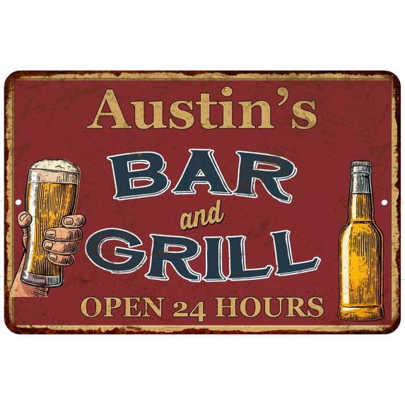 Austin's Red Bar and Grill Rustic Sign Decor 8x12 208120045410