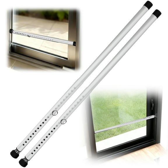 Austok 1/2Pcs Sliding Door Security Bar 17-53.5 Inches High Strength 1 Inch Adjustable Sliding Window Lock Bar with Rubber Tips for Home Hotel&nbsp;Apartment