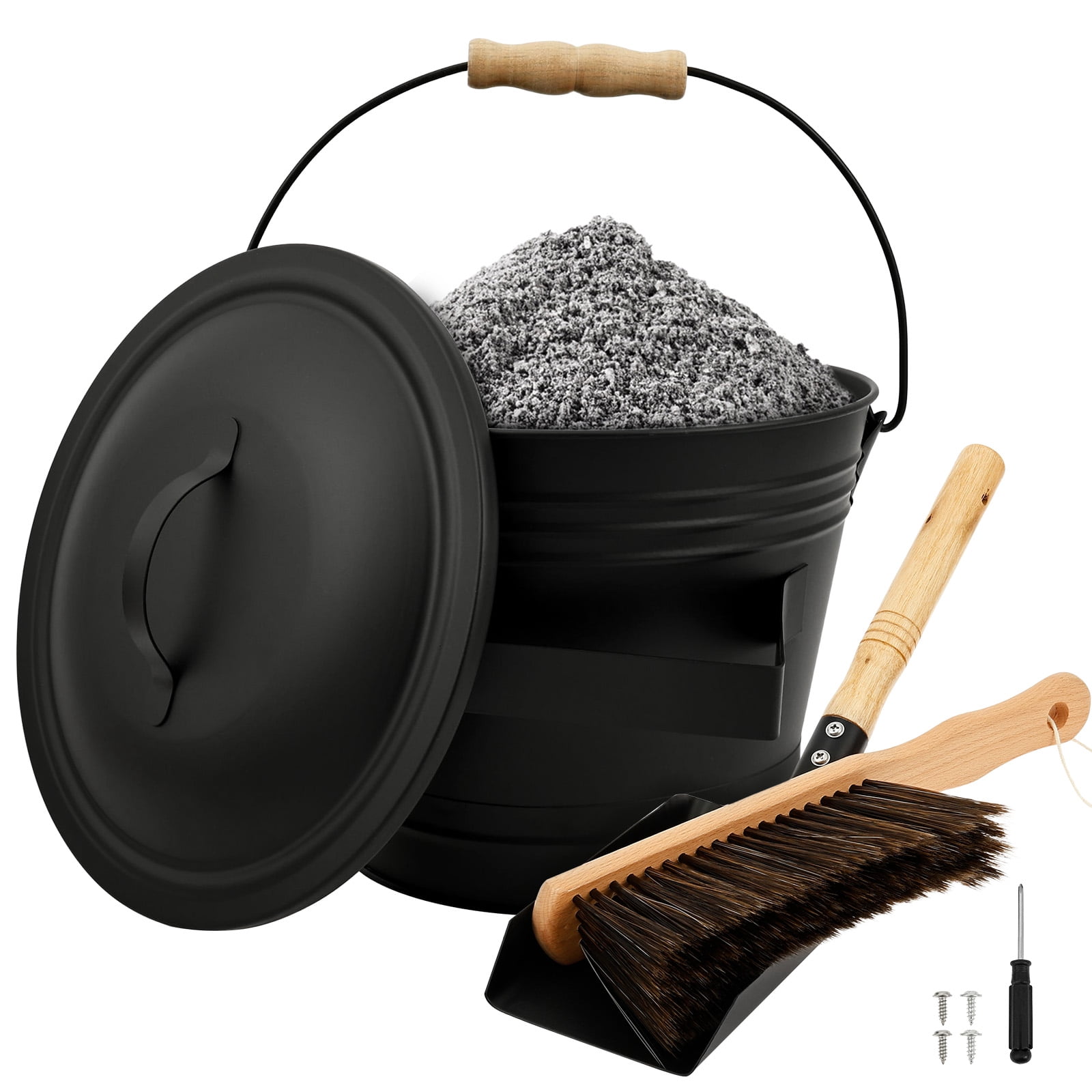 Rustic Ash Bucket Austok 1.5 Gallon Ash Bucket with Lid Metal Ash Bucket with Shovel and ...