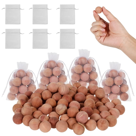 Austok 100 Pack Cedar Wood Moth Repellent, Natural Anti Moth Repellent Cedar Blocks Clothes Protection, Storage Accessories Cedar Rings Wardrobes Drawers Freshener with 10 Mesh Bags