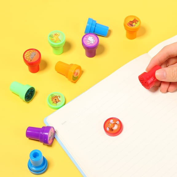 Austok 10Pcs Animal Stamps for Kids Self Inking Stamps Party Favors Cartoon Farm Animal Stampers Party Supplies Classroom Rewards for Boys Girls