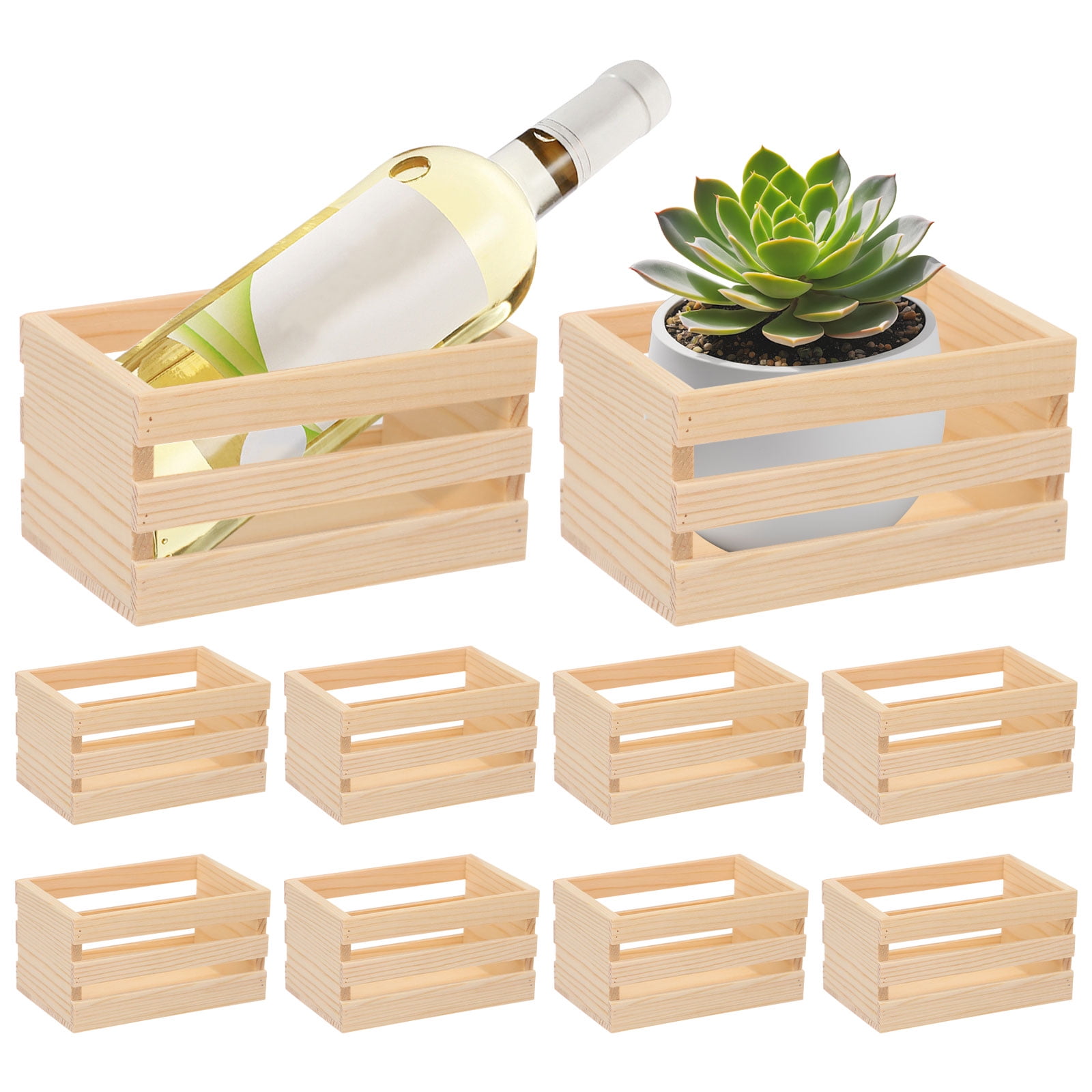 Nesting Crate Rack Austok 10Pcs Wooden Nesting Crates Decorative Unfinished Wood Box ...