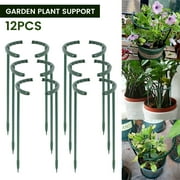 Austok 12 Pack Plant Support Stakes Half Round Plant Support Ring Plastic Plant Cage Holder Garden Flower Pot Climbing Trellis for Tomato, Hydrangea, Indoor Plants