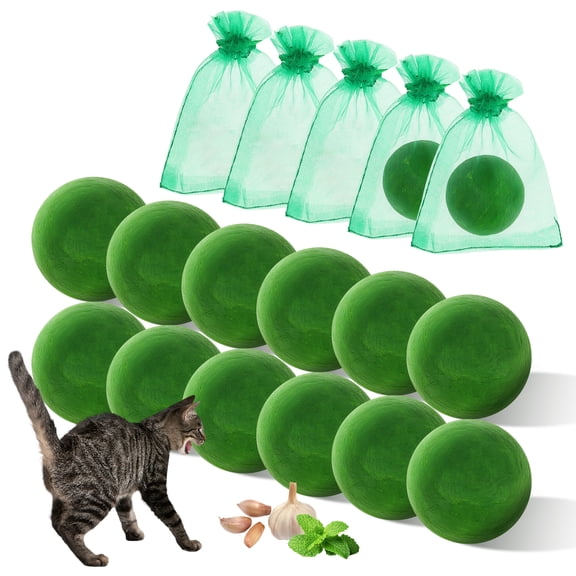 Austok 12 Pcs Cat Repellent Outdoor Indoor Natural Kitten Deter Essential Oil Ball Natural Extract Essential Oil Anti Cat Scratch for Furniture Keep Pet Off Yard Garden Lawn Plant Trash Can
