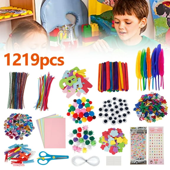 Austok 1219 Pcs Arts and Crafts Supplies for Kids DIY Art Craft Kit Creatie Craft Supplies Kit for Toddlers School Projects DIY Parent Child Actiities Crafts Party Supplies