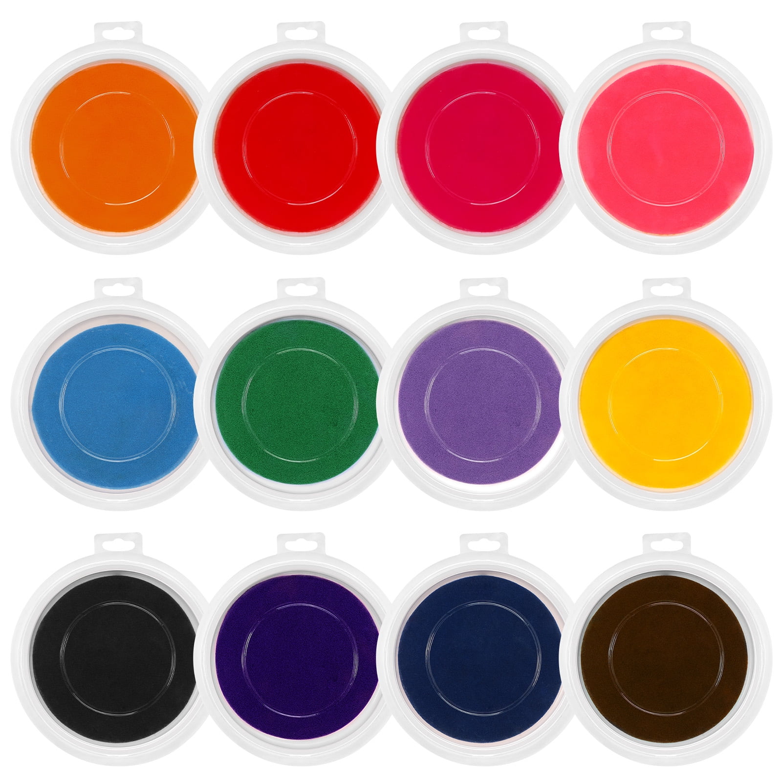 Austok 12Pcs 18cm Large Round Ink Pad for Stamping 12 Color Rainbow DIY Fingerprint Ink Pad Stamps Washable Color Craft Ink Pads for Scrapbooking Supplies, Paper, Wood Fabric