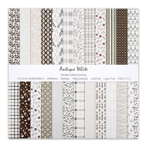Austok Scrapbook Paper 12x12 In Double Sided Decorative Paper for Scrapbooking 24 Sheets/24 Designs for Junk Journal DIY Card Album Decoration