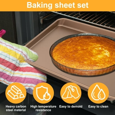 Austok 2 Pcs Baking Sheets Carbon Steel Cookie Sheets Nonstick Baking Sheet Pan Set Heat Resistant Baking Tray Dishwasher Safe for Oven Cookies Pastries Jelly Roll