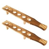 Austok 2 Pcs Shot Glass Tray Wood Shot Glass Holder Shot Glass Stand with 6 Holes Shot Glass Serving Tray Fit 1.4inch Diameter Glasses Shot Glass Display Shot Glasses Board for Party Bar Club Drinking