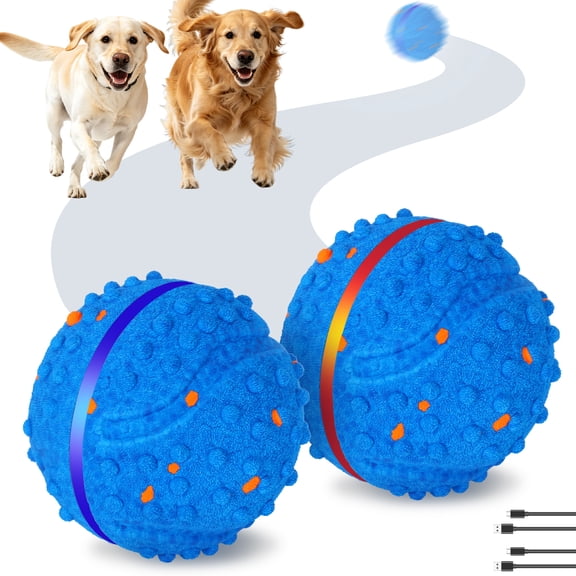 Austok 2 Pcs Smart Interactive Dog Toy Moving Rolling Bouncing Dog Ball for Medium and Large Dogs Enduring Waterproof with Irregular Motion to Encourage Active Play