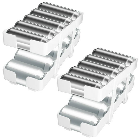 Austok 2 Pcs Soda Can Organizer Double Layers Soda Can Dispenser for Refrigerator Retractable Beverage Can Holder Space Saving Can Organizer for Fridge Cabinet Countertop Pantry