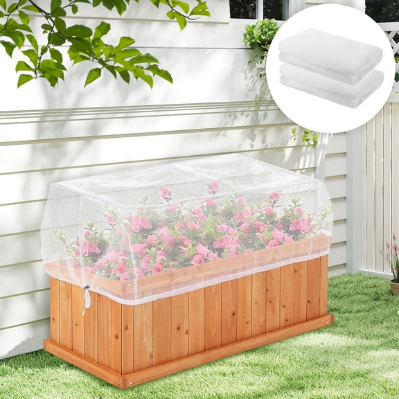 Austok 2Pcs Garden Netting for Raised Bed with Adjustable Drawstring Garden Mesh Netting Bird Proof Young Orchard Tree Shelter Farm Crop Protection