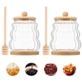thumbnail image 1 of Austok 2Pcs Glass Honey Jar with Dipper Honey Pot with Dipper and Lid 15oz Jam Container Set with Wood Base and Lid Syrup Dispenser for Chocolate Syrup for Home Kitchen, 1 of 9