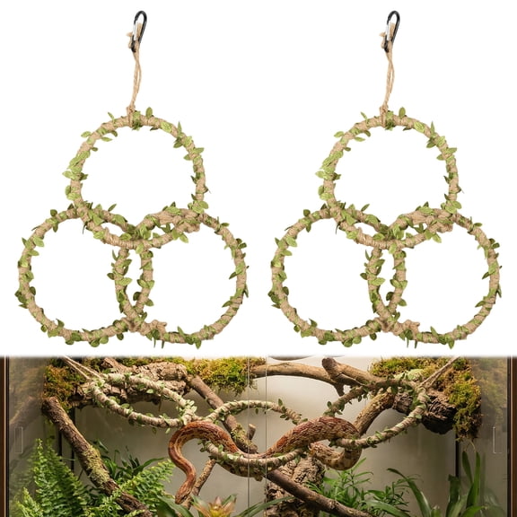 Austok 2Pcs Snake Climbing Rings Corn Snake Enrichment Ring Toys Reptile Tank Cage Decor Climbing Accessories for Ball Python Enclosure